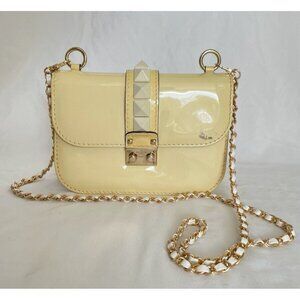 Authentic Valentino Garavani Glam Lock Leather Crossbody Bag Rockstud Ivory